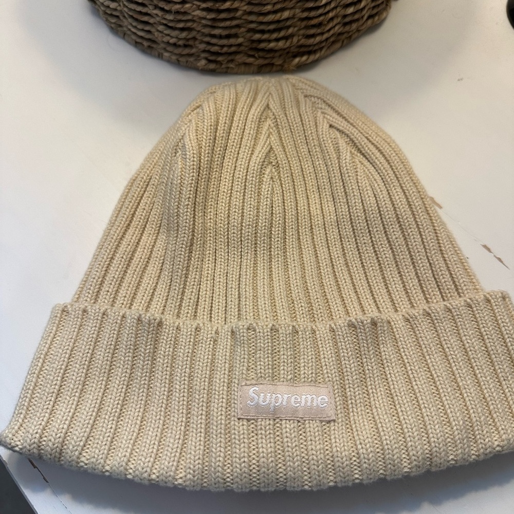 Supreme Cream Knit Beanie